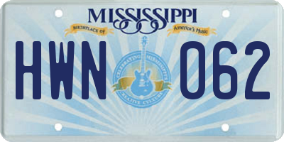 MS license plate HWN062
