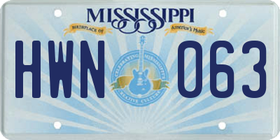 MS license plate HWN063