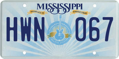 MS license plate HWN067