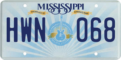 MS license plate HWN068