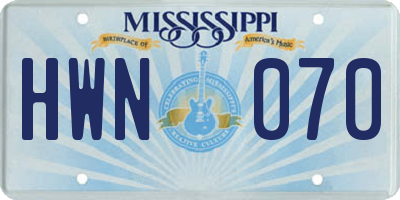 MS license plate HWN070