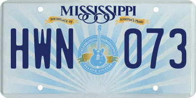 MS license plate HWN073