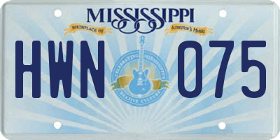 MS license plate HWN075