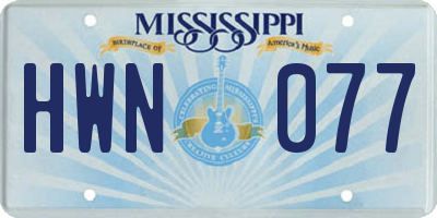 MS license plate HWN077