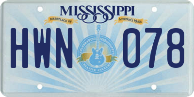 MS license plate HWN078