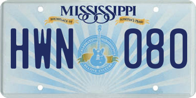 MS license plate HWN080