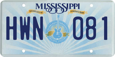 MS license plate HWN081