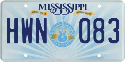 MS license plate HWN083