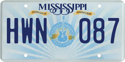 MS license plate HWN087