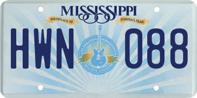 MS license plate HWN088