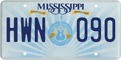 MS license plate HWN090