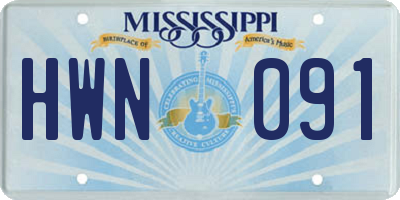 MS license plate HWN091