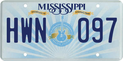 MS license plate HWN097