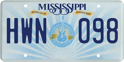 MS license plate HWN098