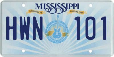 MS license plate HWN101