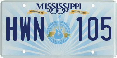 MS license plate HWN105