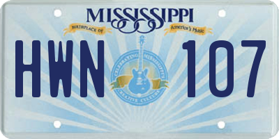 MS license plate HWN107