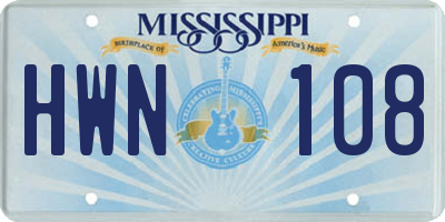 MS license plate HWN108