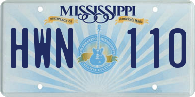 MS license plate HWN110