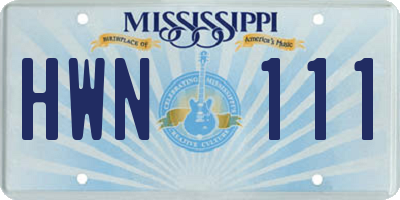 MS license plate HWN111
