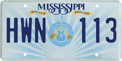 MS license plate HWN113