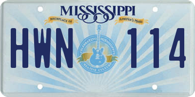 MS license plate HWN114