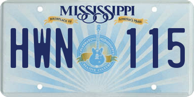 MS license plate HWN115