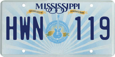 MS license plate HWN119