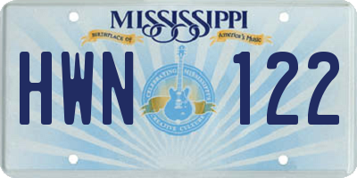 MS license plate HWN122