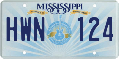 MS license plate HWN124