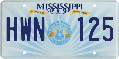 MS license plate HWN125