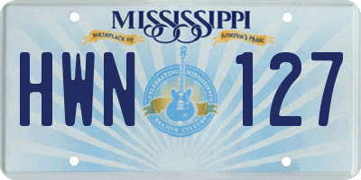 MS license plate HWN127