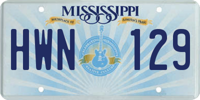 MS license plate HWN129