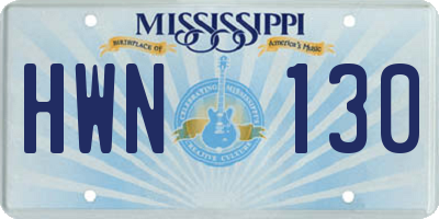 MS license plate HWN130