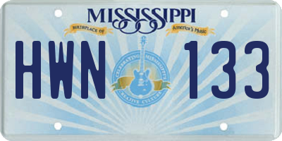 MS license plate HWN133