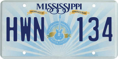 MS license plate HWN134