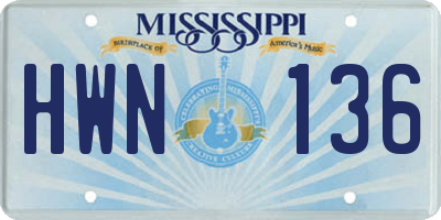 MS license plate HWN136