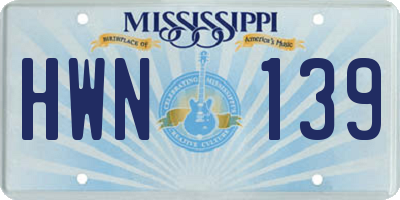MS license plate HWN139