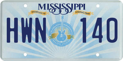 MS license plate HWN140