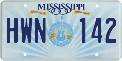 MS license plate HWN142