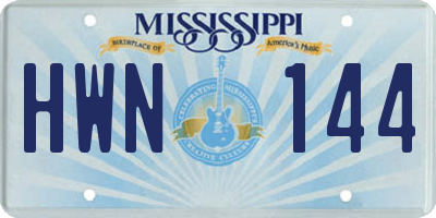 MS license plate HWN144