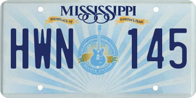 MS license plate HWN145