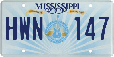 MS license plate HWN147