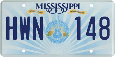 MS license plate HWN148