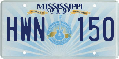 MS license plate HWN150