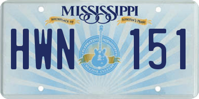 MS license plate HWN151