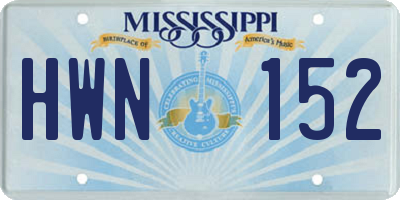 MS license plate HWN152