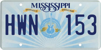 MS license plate HWN153