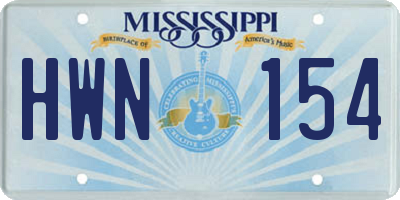 MS license plate HWN154