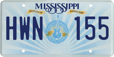 MS license plate HWN155